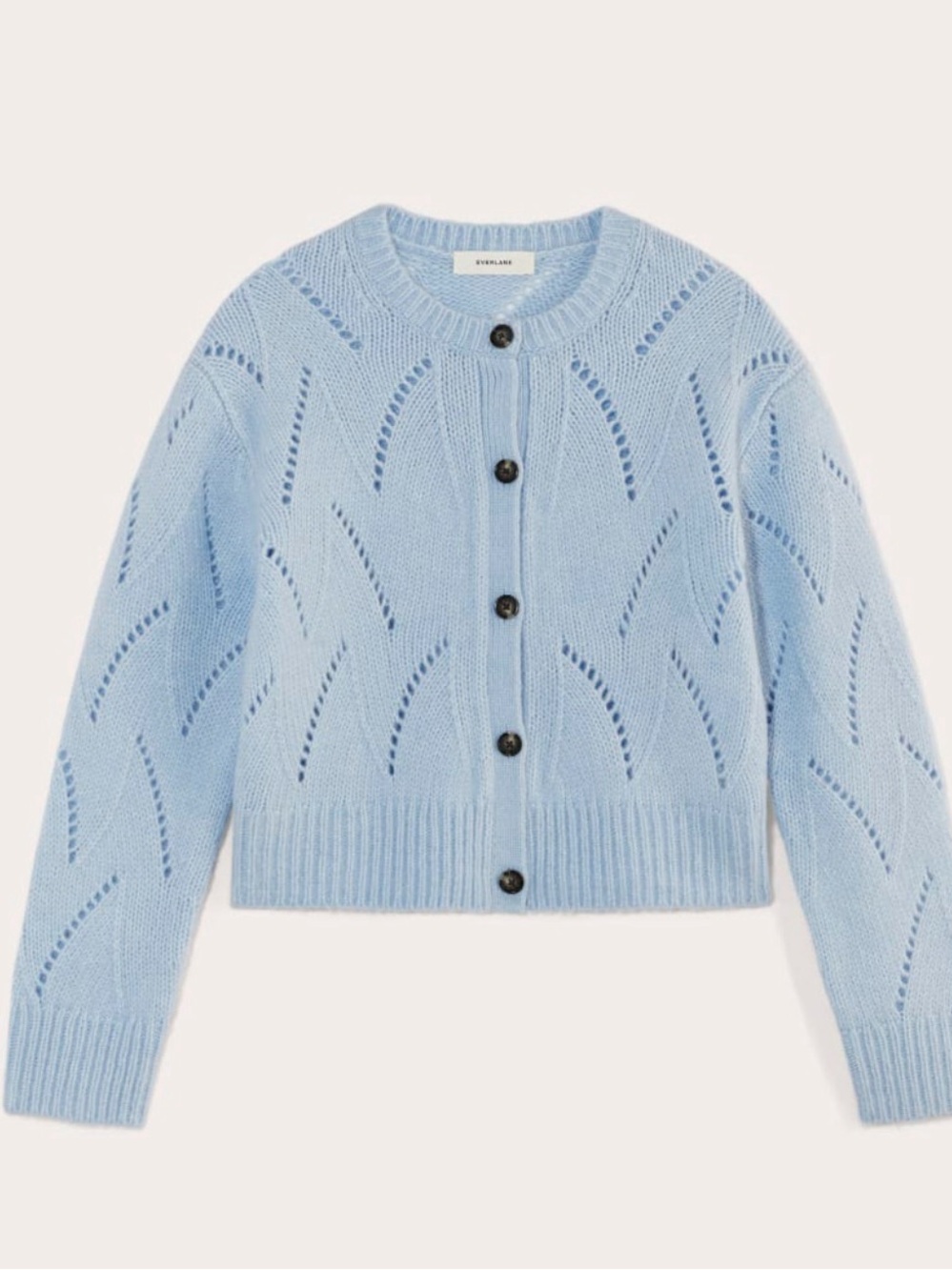 EVERLANE THE POINTELLE CARDIGAN IN CLOUD